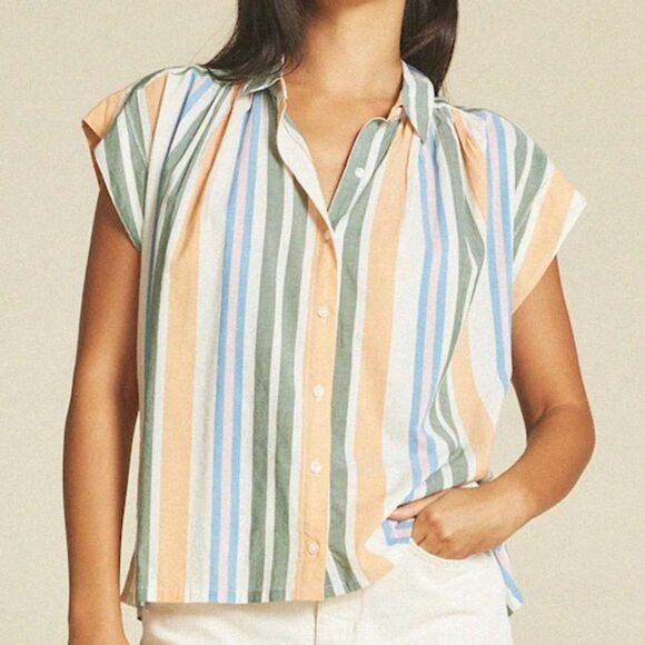 Trovata Birds of Paradis Della Button Down Shirt in Antibbes Stripe Size XS - Picture 1 of 6